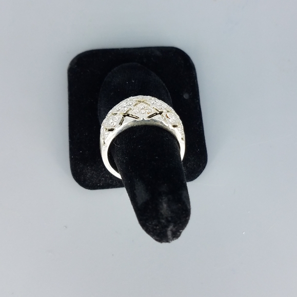 Silvertone Rhinestone Thick Ring - Picture 8 of 9